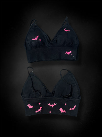 GOTH MOMMY PINK BATS BLACK-BRA