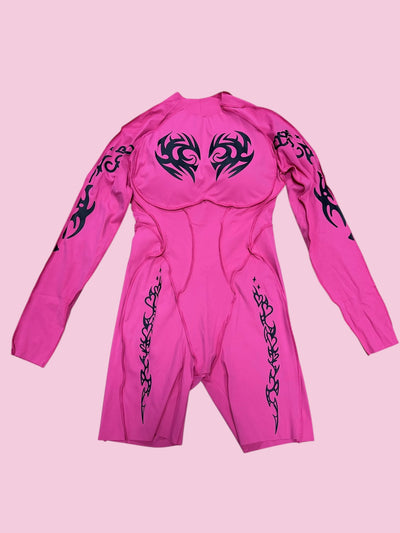 CURSED IN LOVE - Long Sleeve Jumpsuit (hot pink)