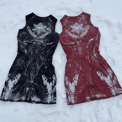DARK WINTER FOREST - Jumpsuit (Medium Support) -BLACK & MAROON