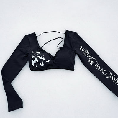 ICY BATS - BLACK LONG SLEEVE BRA TOP