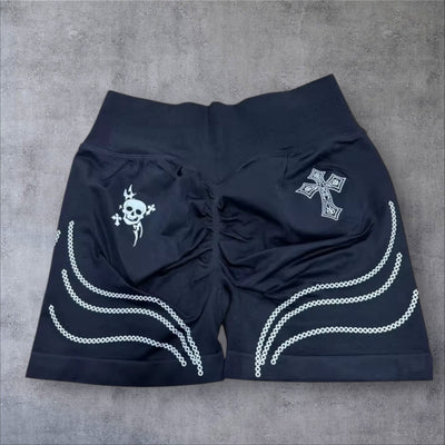 GOTHIC CHAINS - CROSS OVER SCRUNCH SHORTS