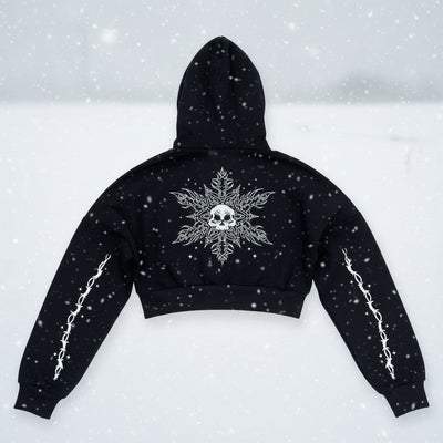 BLACK ICICLES-  CROPPED HOODIE