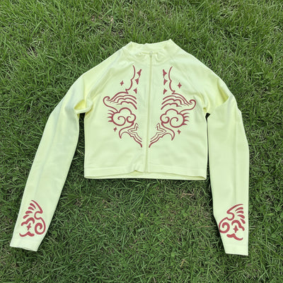 GOLDEN DEMON SCARS  - YELLOW CROPPED ZIP UP JACKET